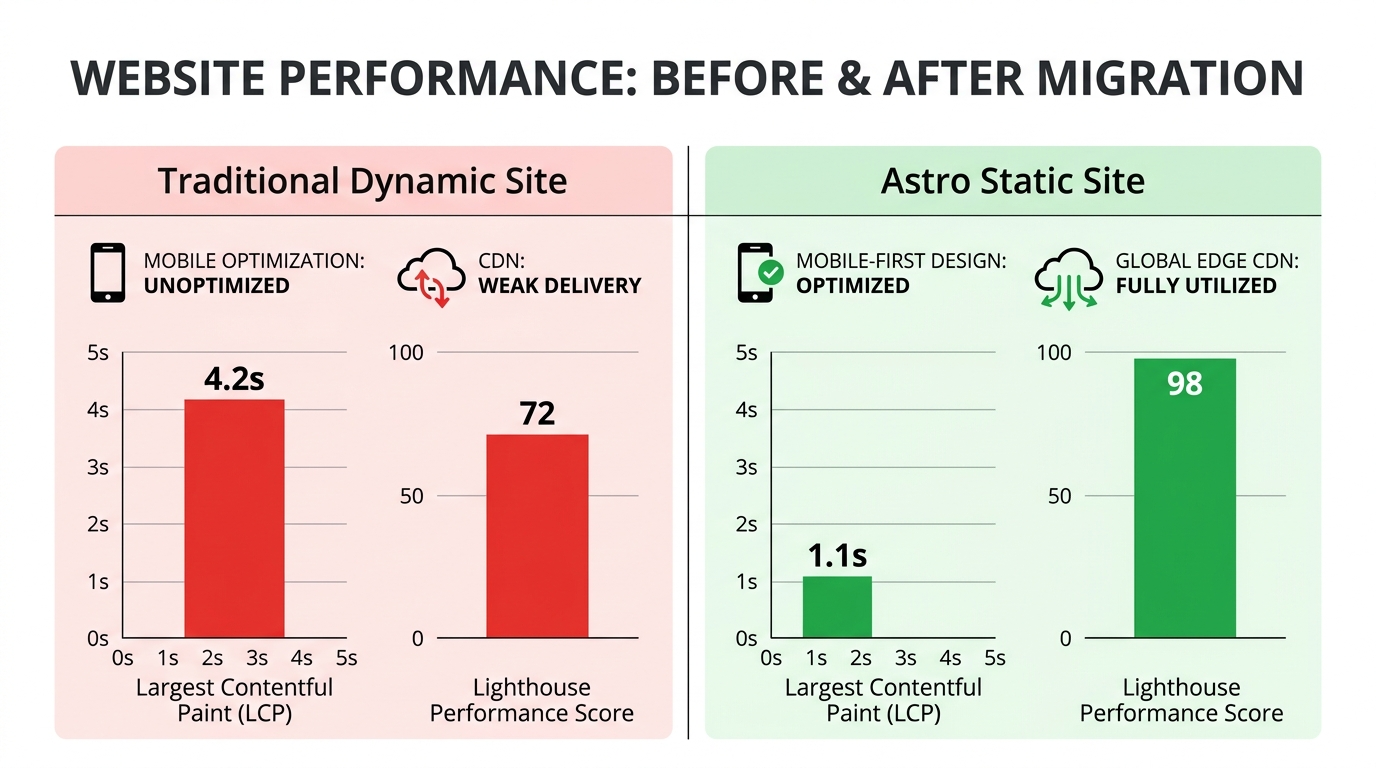 Website performance improvements with static site generators